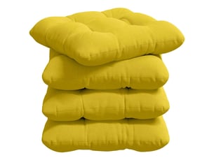 Lot de 4 coussins de siège, coussins décoratifs tissu jaune clair 45 x 45 x 12 cm cf60018