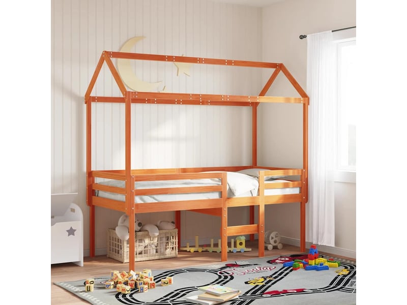  Lit simple- lit adulte -  lit haut sans matelas  marron 80x200 cm bois de pin massif  - Conforama B