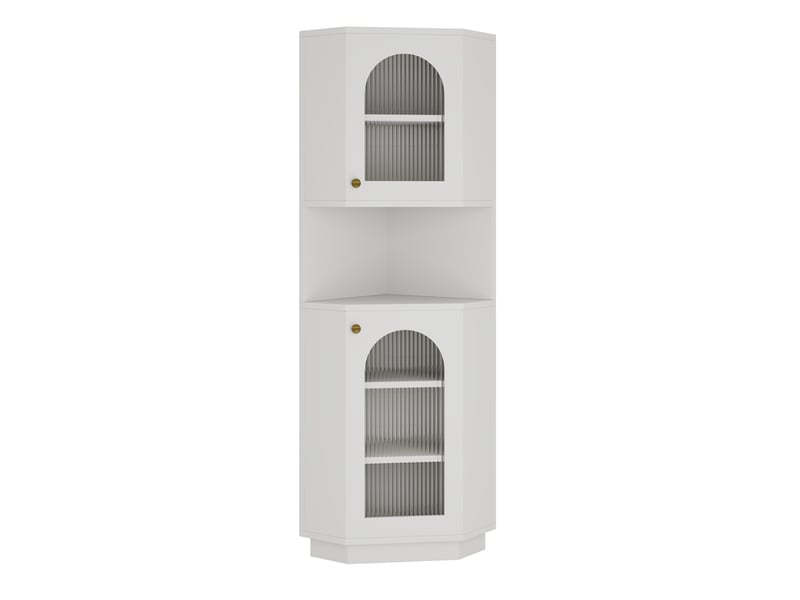  Colonne d’angle sdb blanche 45 × 45 × 166,5 cm, led, étagères réglables  - Conforama A