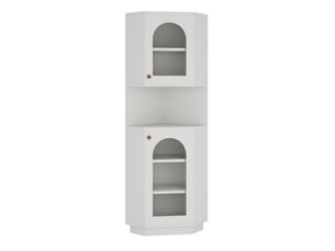 Colonne d’angle sdb blanche 45 × 45 × 166,5 cm, led, étagères réglables