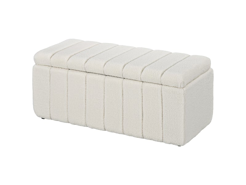  Banquette capitonnée, banquette de lit avec espace de rangement, charge maximale 120 kg, 102 x 45 x 46 cm, blanc crème  - Conforama B