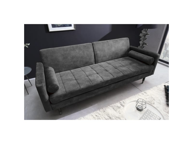 Canapé droit atelia gris convertible – canapé-lit design en velours avec structure en bois massif  - Conforama B
