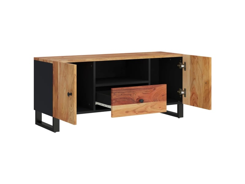  Meuble tv - banc tv - meuble de rangement 105x33,5x46 cm bois d'acacia solide et d'ingénierie  - Conforama C
