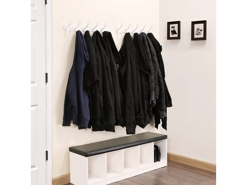  Porte-manteau mural moderne avec 5 crochets, robuste, en métal, pour accrocher vêtements, crochet blanc, idéal dans le débarras, l'entrée, multicolore XLH-ZLS-015609ZLS - Conforama B