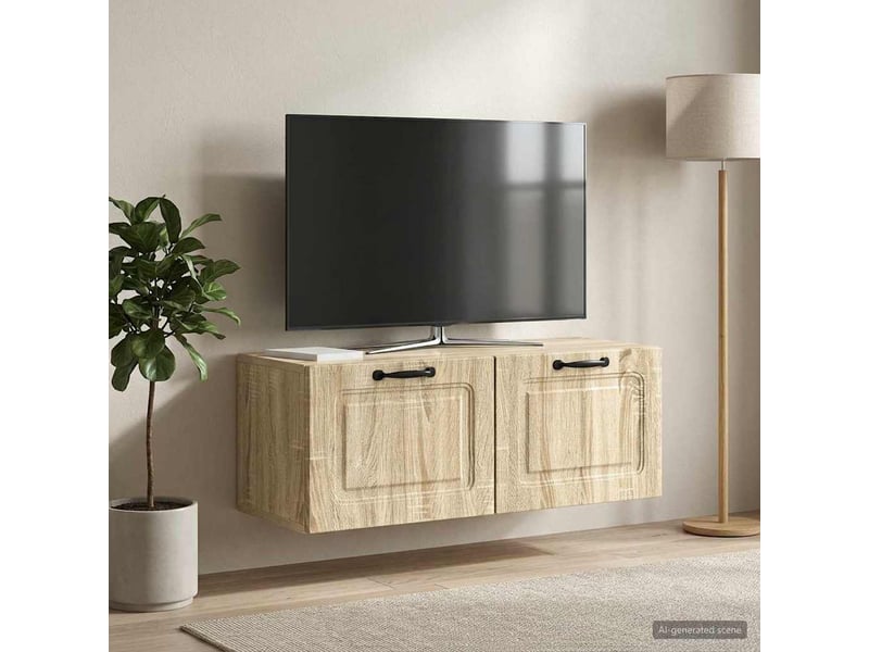  Meuble tv - banc tv - meuble de rangement mural montage mural chêne sonoma 78,5 x 31 x 30 cm  - Conforama D