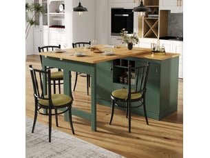 Bar extensible modenvie 120-180 x 40 x 76 cm avec rangement en mdf vert antique