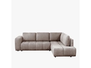Canapé d'angle convertible en tissu taupe - angle droit