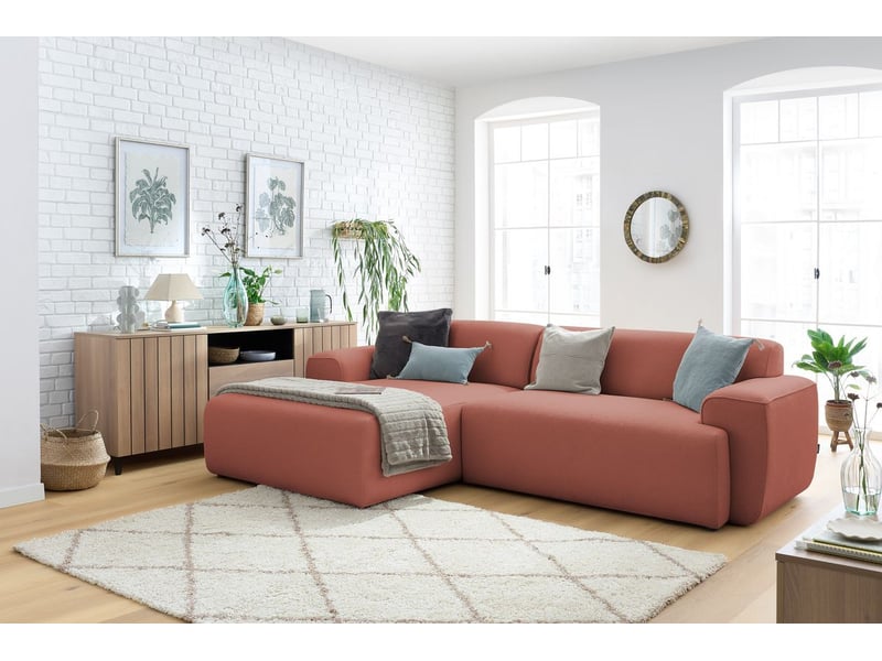 Bobochic canapé d'angle fixe marais rose angle gauche MARAIS - Conforama B