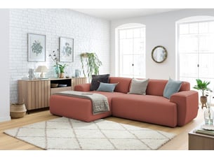 Canapé d'angle gauche fixe BOBOCHIC MARAIS 4 places Tissu Rose