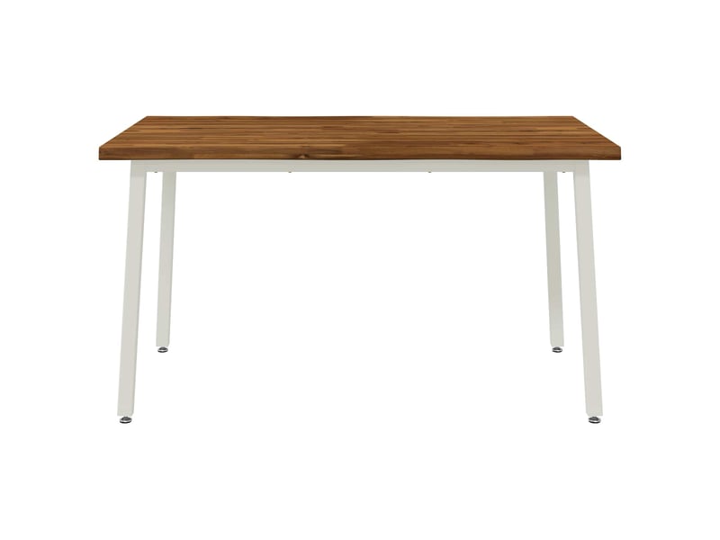 Table à manger moderne 140x80x75 cm bois d'acacia massif naturel et blanc shl67218  - Conforama D