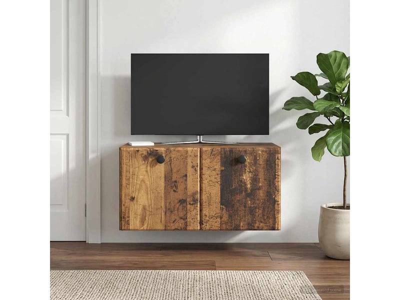  Meuble tv - banc tv - meuble de rangement mural 59,5 x 31 x 30 cm bois ancien bois d'ingénierie  - Conforama B