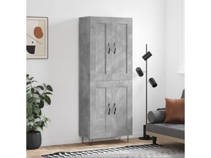 Buffet haut - bahut - meuble de rangement gris béton 69,5x34x180 cm bois d'ingénierie