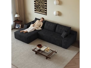 Canapé d'angle, canapé modulable, livré monté, design moderne, 270 cm, pour salon, chambre, appartement, assise profonde, noir
