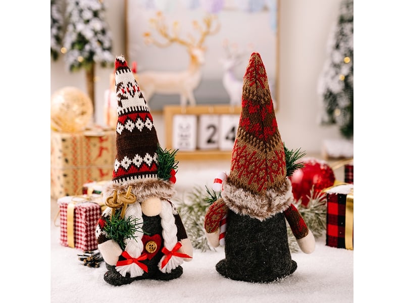  Gnome de noel lot de 2 deco noël  peluche elfe christmas décoration pour maison cuisine  - Conforama E