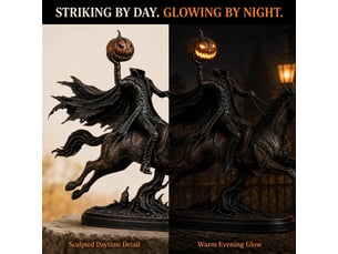 Lot de 2 figurines lumineuses de cavalier sans tête – led chaud, citrouille, décoration halloween