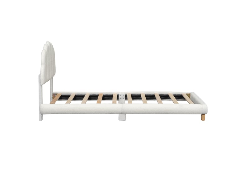  Lit enfant 90x200 cm en peluche blanche avec tête de lit fleur  - Conforama R