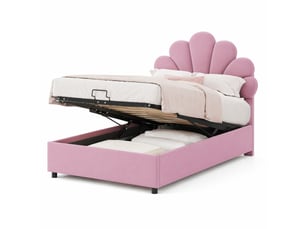 Lit coffre 90x200 cm ULQENI   coloris rose