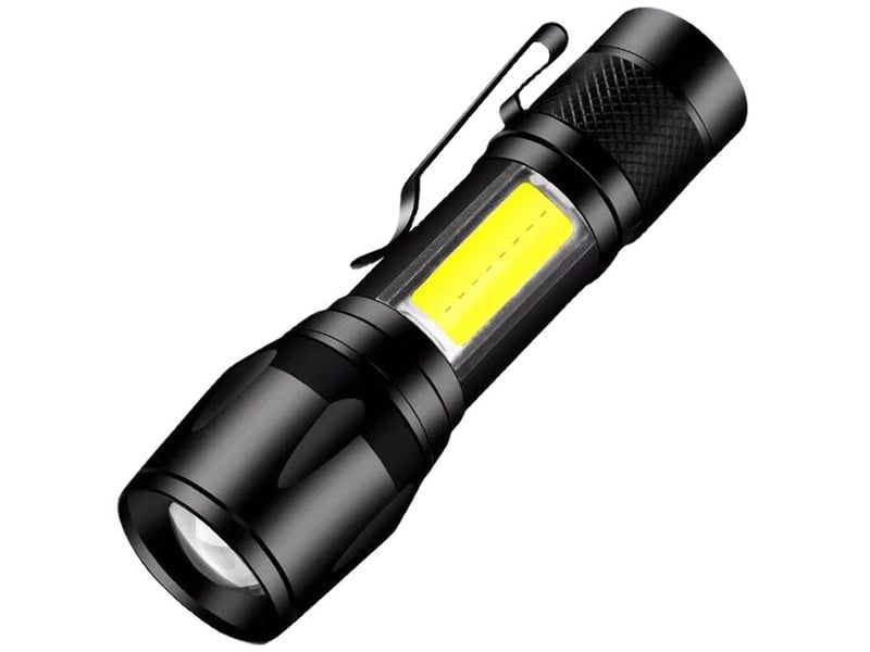 Led lampe de poche usb rechargeable mini portable brillant maison longue portée lumière extérieure - Conforama D