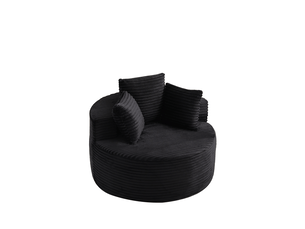 Fauteuil lounge rond 1 place 110x110x82 cm en velours côtelé noir