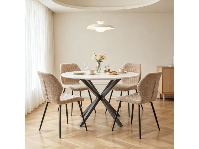  Chaises de salle à manger rembourrées en lin, lot de 4 marron homvra  - Conforama D