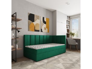 Lit avec rangement 90x200 cm <strong>MASSENO</strong>  <strong></strong> coloris vert