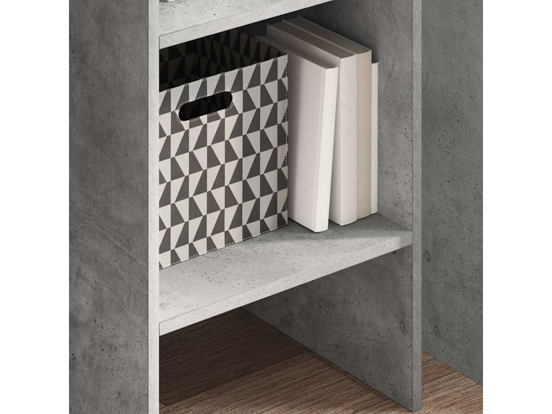  Bibliothèque, meuble de rangement salon gris béton 40x35x180 cm bois d’ingénierie  - Conforama C