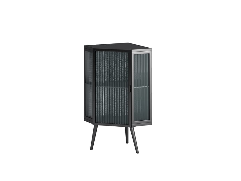  Meuble d'angle en métal et verre trempé 2 niveaux noir 56 x 42.5 x 80 cm W2552P481298 - Conforama A