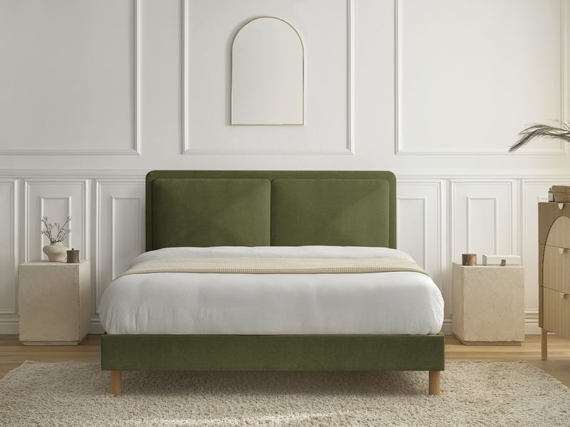  Bobochic lit mara tissu texturé avec lattes massives vert 140x190 MARA - Conforama D