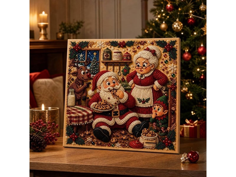 Kit diamond painting perles de noël pour adultes – art mural diy, décoration maison et cadeau-style b - Conforama C