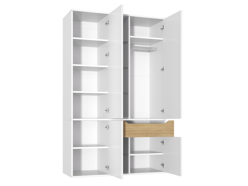  Armoire penderie blanche avec éclairage led vitrine en verre 122 x 50 x 200 cm  - Conforama R