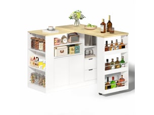 Îlot de cuisine 2 portes 2 tiroirs coloris blanc mdf
