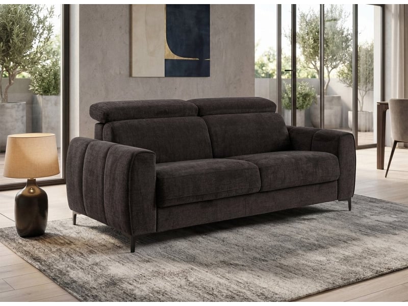 Canapé convertible express 3 places en velours texturé marron caleb KF8571E-3-MARR - Conforama B