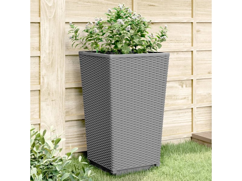  Jardinière - bac à fleurss 2 pcs gris clair 32,5x32,5x57 cm polypropylène  - Conforama B