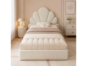 Lit simple 90x200 cm MIVRAY coloris beige