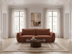 Canapé droit convertible <strong>BOBOCHIC</strong> <strong>ESMEE</strong> 3 places Tissu orange avec coffre de rangement