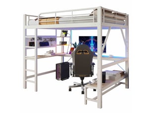 Lit mezzanine 160x200 cm coloris blanc