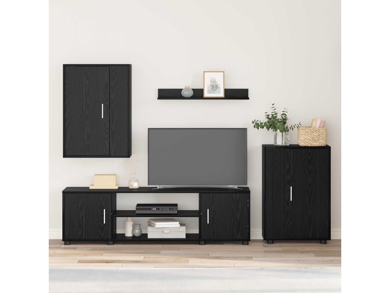  Ensemble meuble tv - banc tv - meuble de rangement chêne noir bois d'ingénierie  - Conforama B