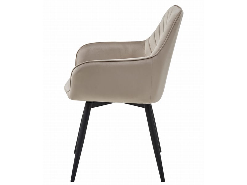 Family chaise - velours beige foncé pieds noirs x 1  - Conforama E