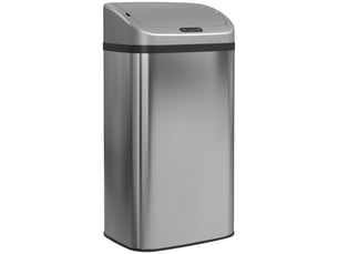 Poubelle à capteur 48 l en inox, ouverture automatique, fermeture douce, argentée, cuisine et bureau