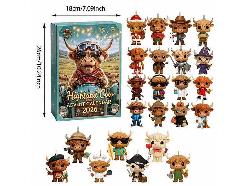  Calendrier de l’avent vache highland, 24 figurines miniatures à découvrir, décoration de noël  - Conforama C