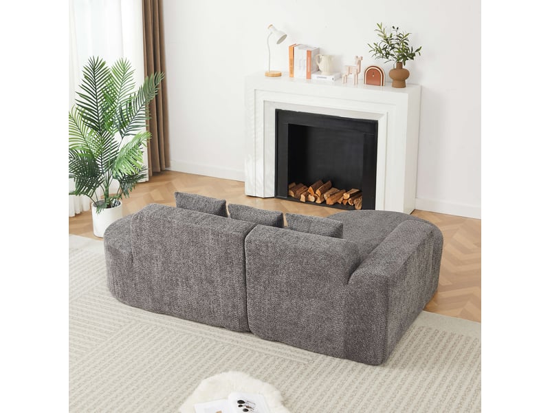  Canapé d’angle gauche 3 places en chenille gris anthracite, 222 x 157 x 73 cm Fay Lum - Conforama W