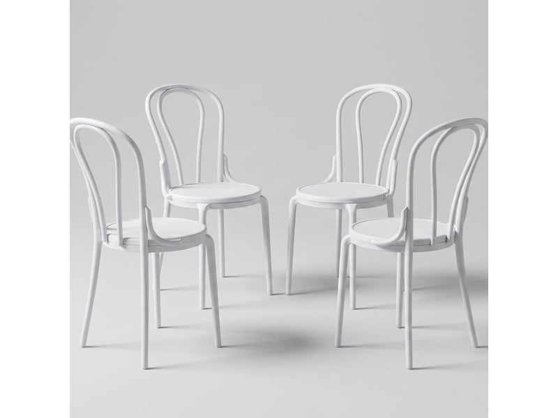  Ensemble de 4 chaises en polypropylène pour cuisine et salle à manger fly - blanc  - Conforama A