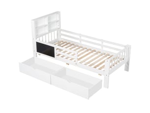 Lit avec rangement 90x200 cm <strong>KORFEE</strong>  <strong></strong> coloris blanc