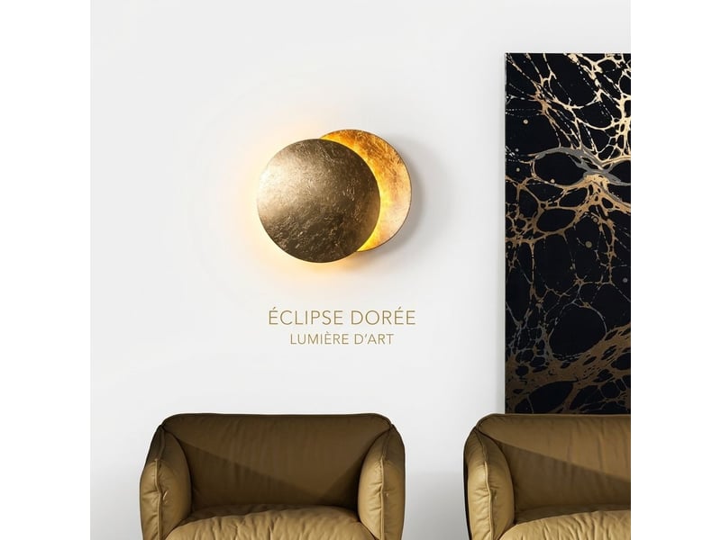  Applique murale led 12w design éclipse de lune rotative 350° 25cm – laiton doré  - Conforama B