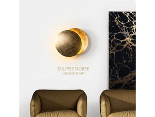 Applique murale led 12w design éclipse de lune rotative 350° 25cm – laiton doré