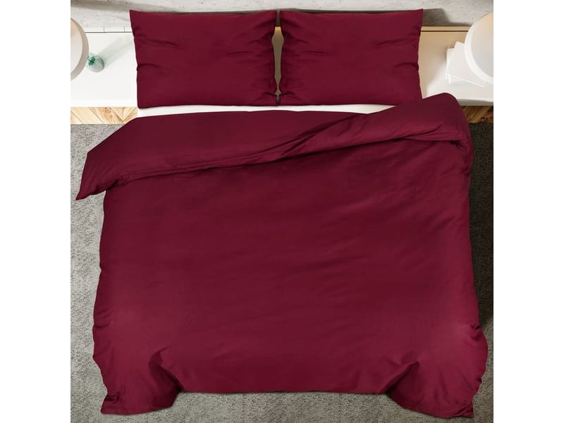 Ensemble de housse de couette bordeaux 140x200 cm microfibre - Conforama D