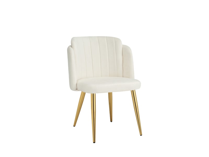 Lot de 6 chaises de salle à manger modernes 58.5x62x78cm - chaise rembourrée - pieds de chaise réglables en hauteur - blanc et doré - Conforama D
