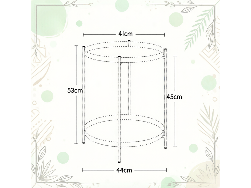  Table basse ronde avec 2 plateaux de rangement amovibles et pieds réglables en métal pour salon, 44×44×53 cm, rose  - Conforama D