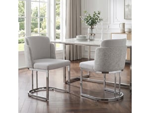 Lot de 4 chaises de salle a manger 61.5×53.5× 86cm double dossier design, structure metalique, gris et argent