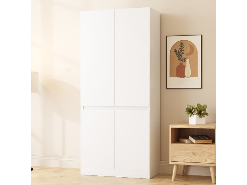  Armoire 4 porte(s) 0 tiroir(s) coloris blanc largeur 70 cm bois massif armoire blanc - Conforama E